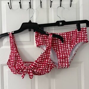 VENUS Red and White Checkered Bikini